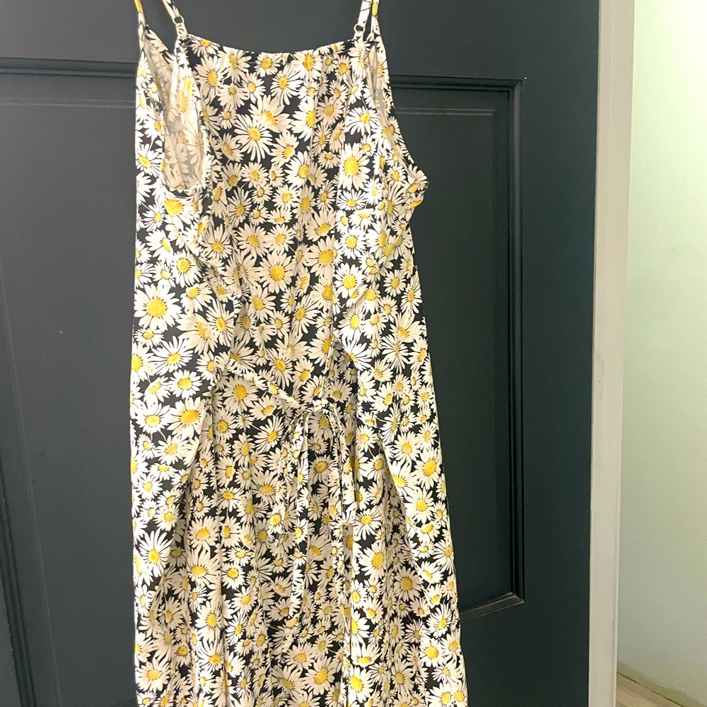 Sun dress, adjustable straps, ties in back or front, not a mini, to the knee.